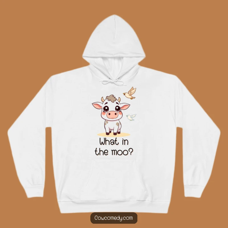 Funny Cow Bird Surprise Hoodie: Cozy Winter Funny Gift for Animal Fans