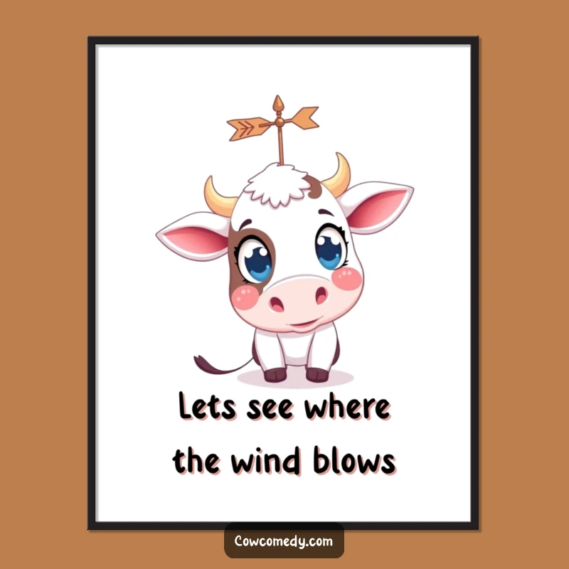 Free Printable Curious Cow Wall Art: Weather Vane Watcher Funny Downloadable Decor