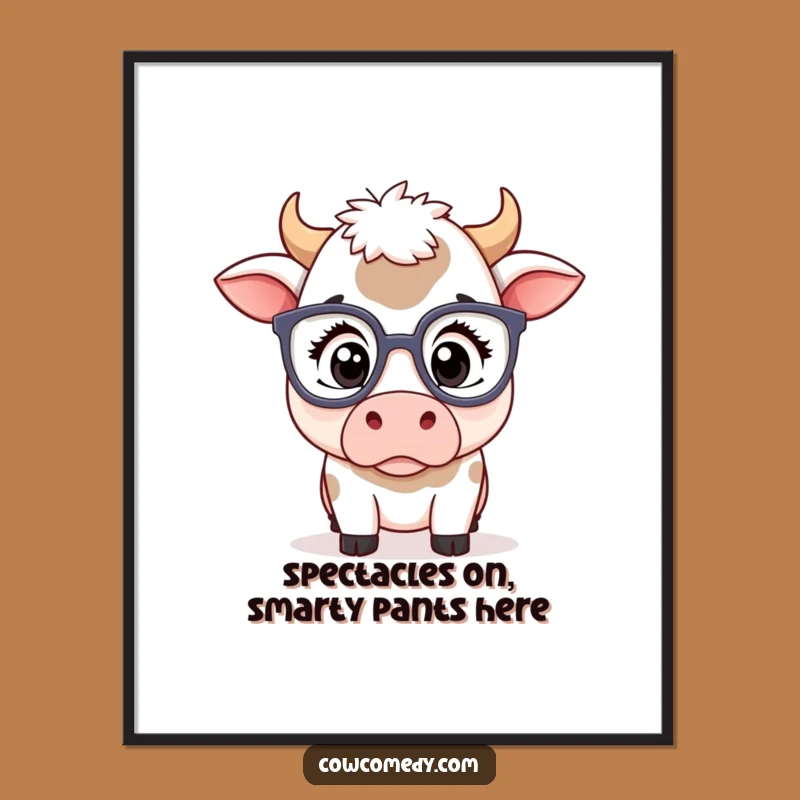 Free Printable Kawaii Cow Specs Art: Funny Surprise Decor Downloadable