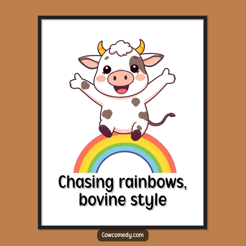 Free Printable Leaping Cow Wall Art - Whimsical Downloadable Decor for Joyful Spaces!