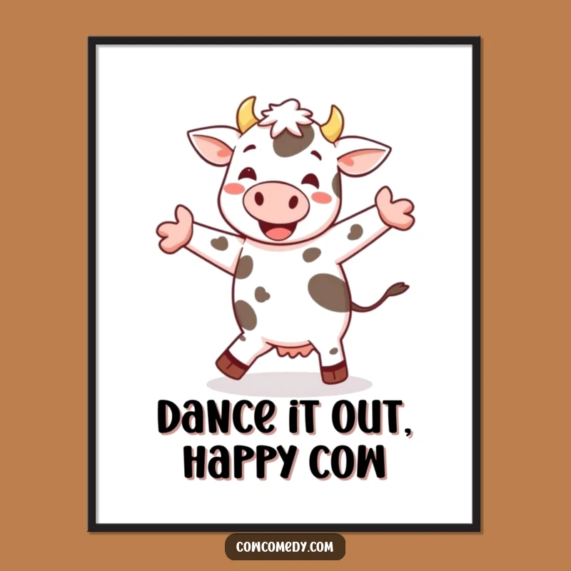 Free Printable Wall Art: Cheerful Cow Jigging Farm Downloadable Art