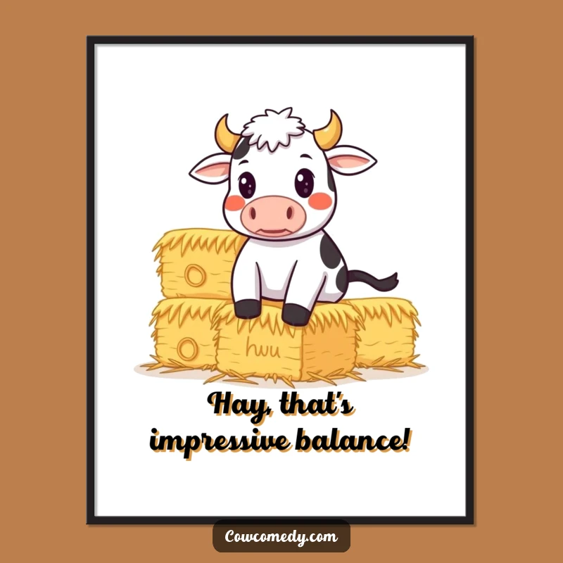 Free Printable Wall Art: Determined Cow Art, Funny Downloadable Decor for Ambitious Homes