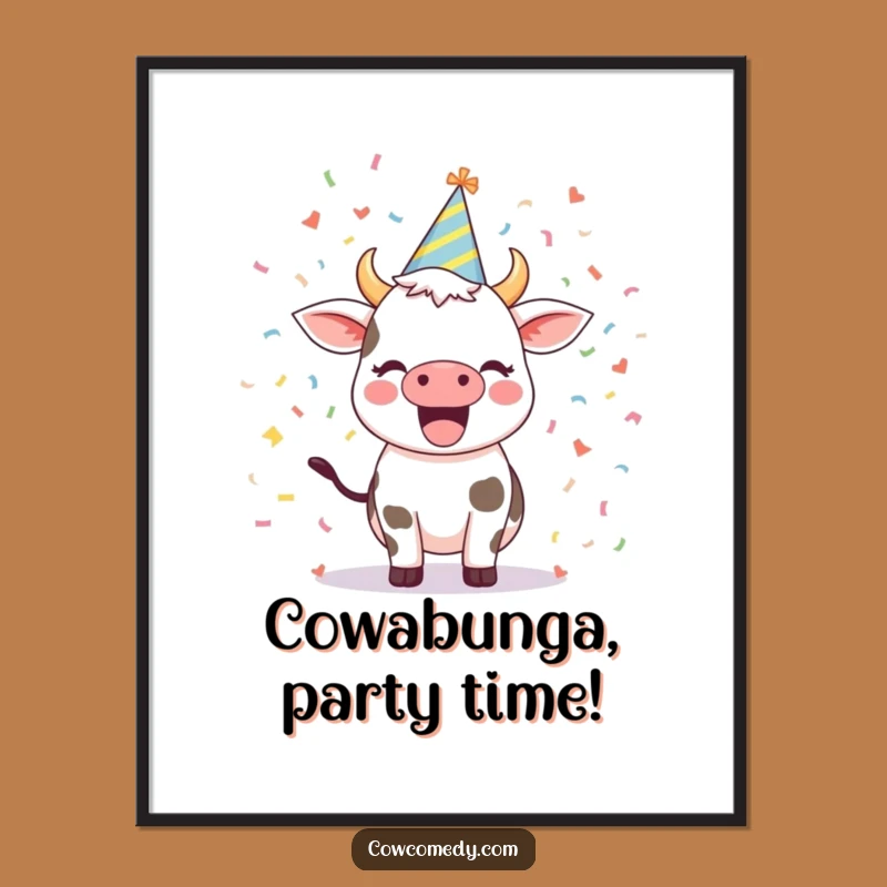 Free Printable Wall Art: Excited Cow Party - Fun Downloadable Decor