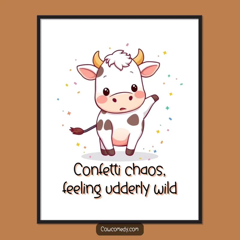 Free Printable Wall Art: Playful Confetti Cow Funny Downloadable