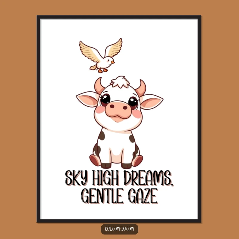 Funny Free Printable Wall Art: Curious Cow & Bird for Dreamy Decor