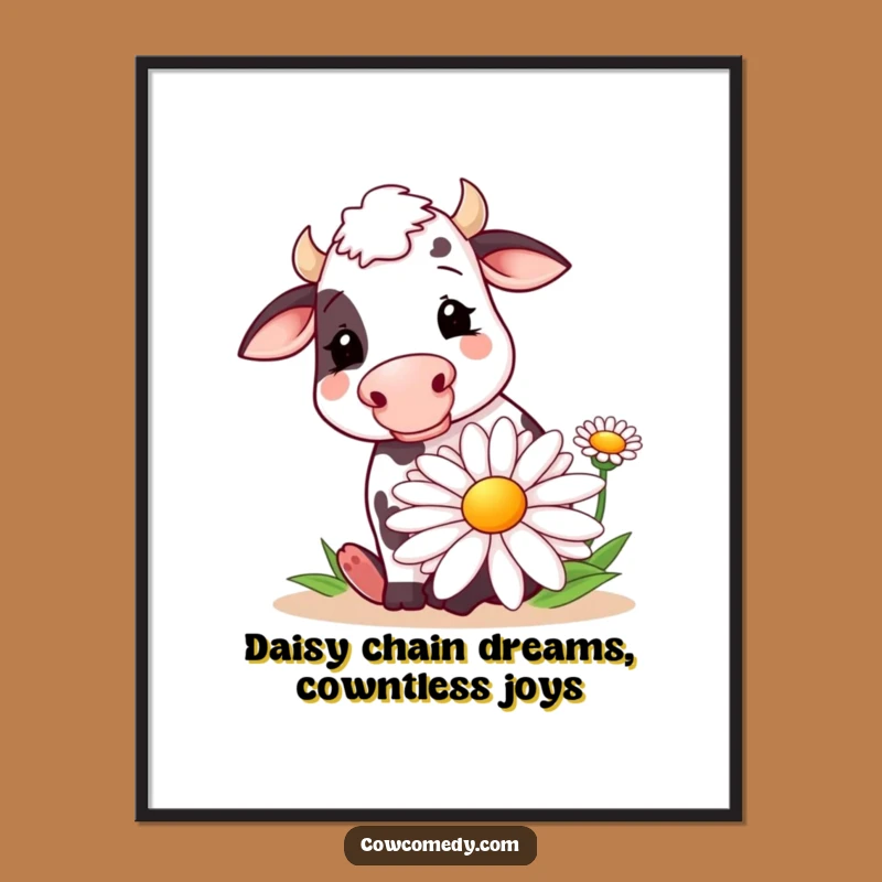 Funny Free Printable Wall Art: Happy Cow Daisy Muncher for Whimsical Home Decor