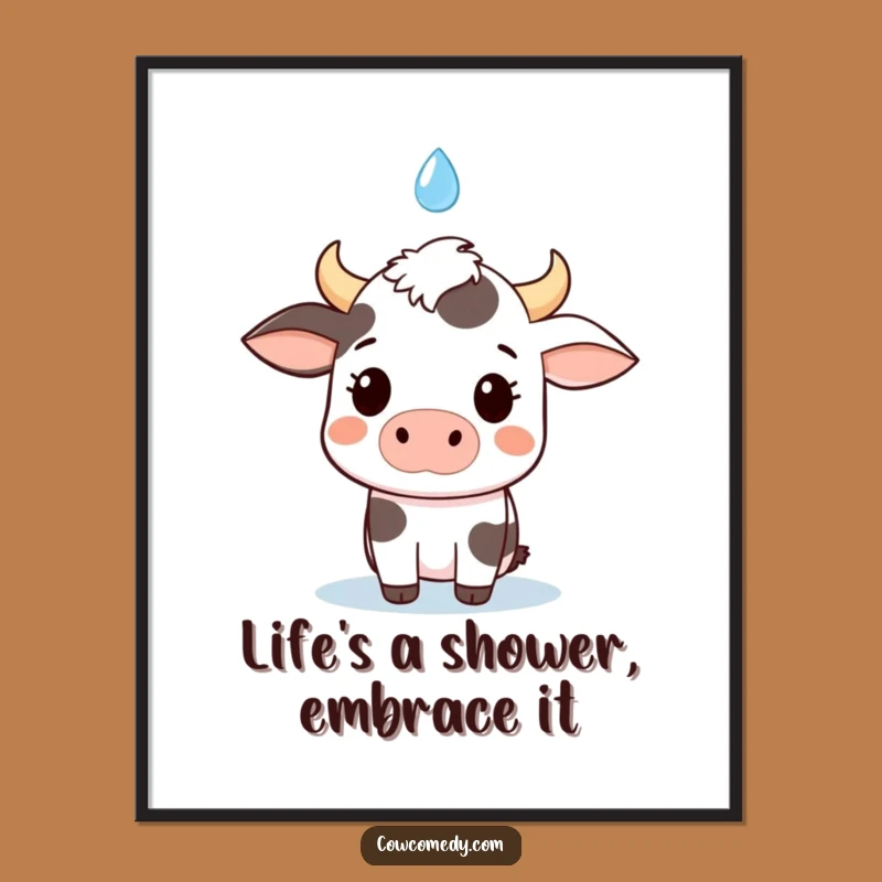Funny Free Printable Wall Art: Surprised Kawaii Cow Adorable Downloadable Art for Your Home