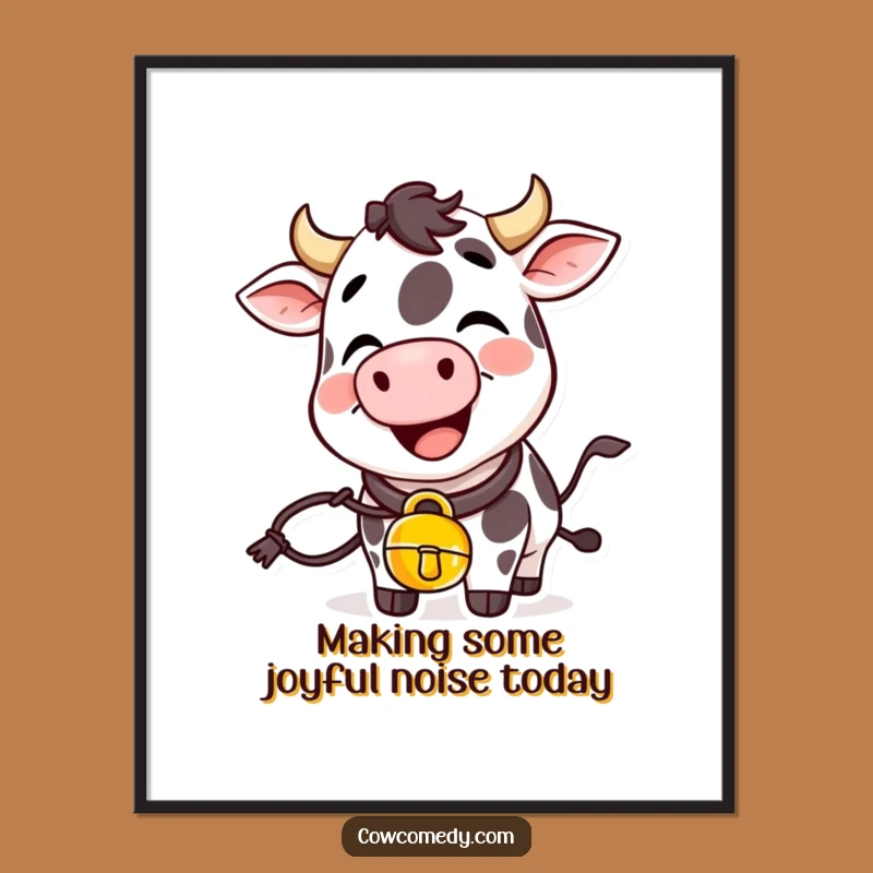 Free Printable Wall Art: Giggling Cow with Cowbell - Funny Decor