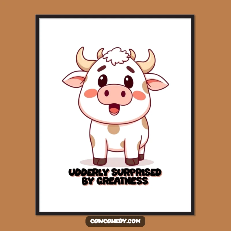 Funny Free Printable Wall Art: Surprised Cow Moo, Downloadable Farm Decor
