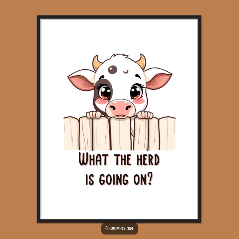 Free Printable Wall Art: Curious Cow Peeking - Funny Downloadable Decor