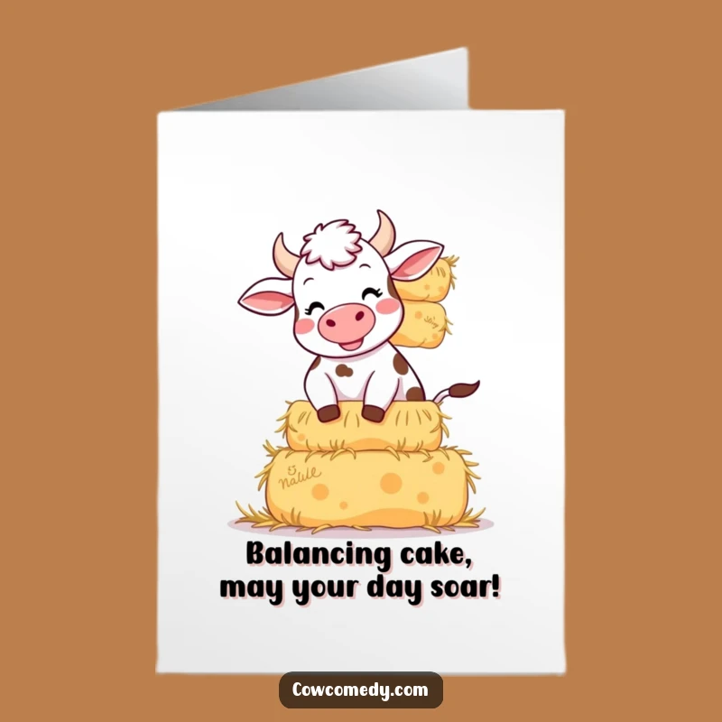 Free Printable Birthday Card: Giggling Cow Hay Bales for a Funny DIY Gift