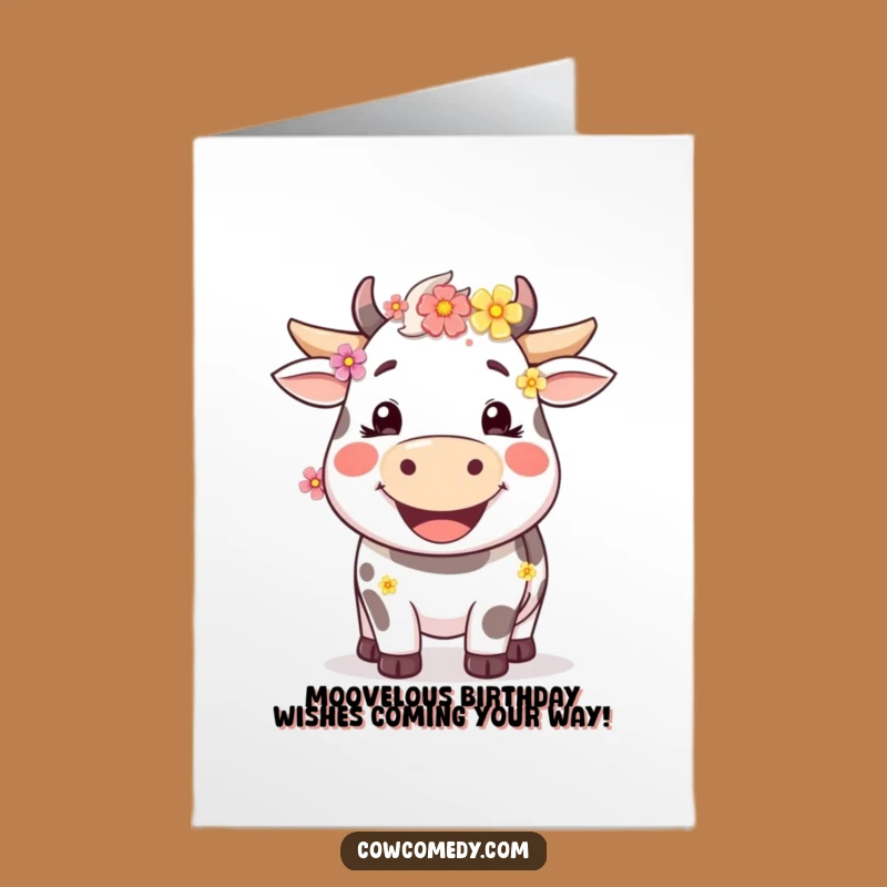 Free Printable Birthday Card: Happy Cow Smiling - Funny Downloadable Gift