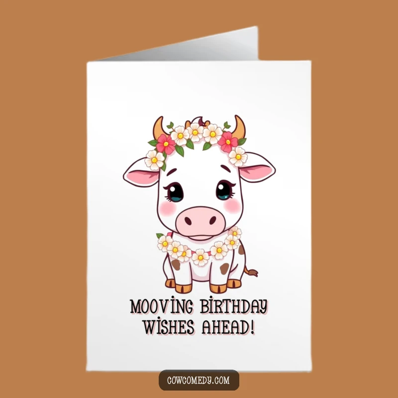 Free Printable Cow Birthday Card: Funny Floral Bovine Downloadable Greeting