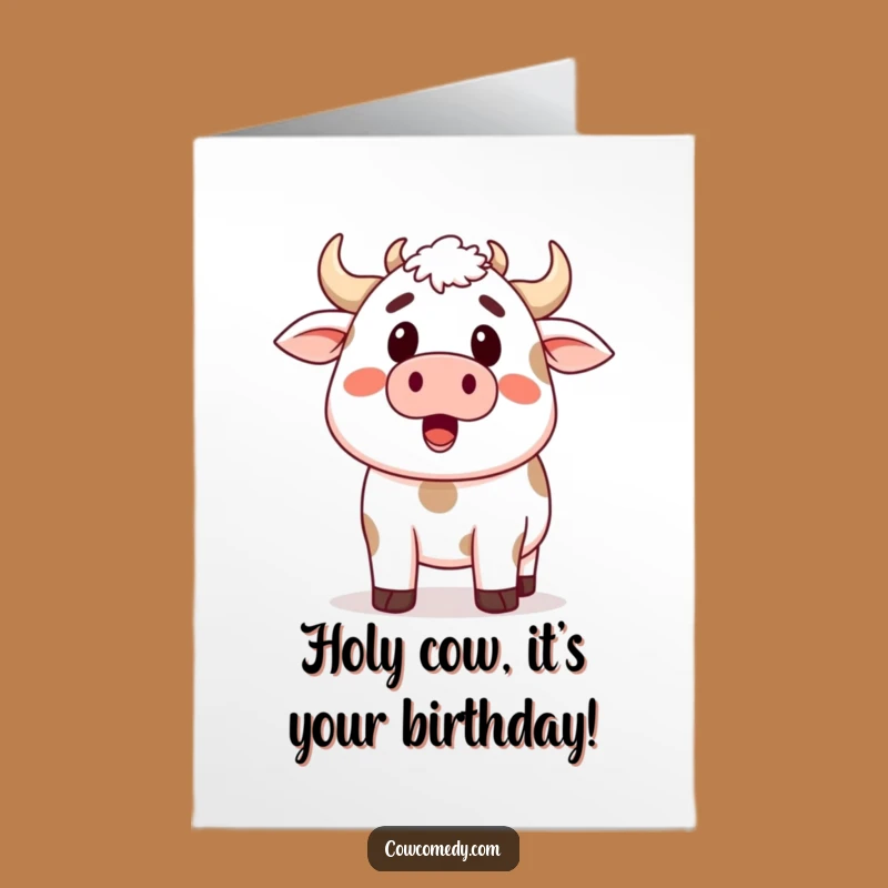 Free Printable Birthday Card: Surprised Cow Moo, Funny Downloadable Gift!