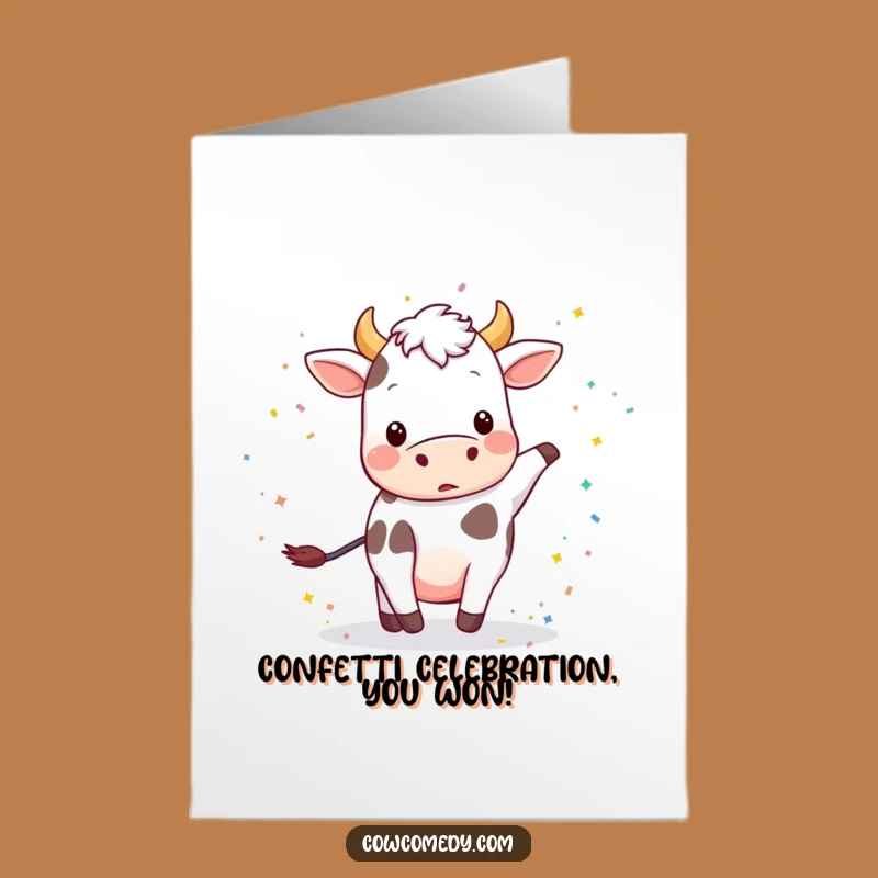Free Printable Congrats Card: Confetti Cow Celebration Funny Downloadable