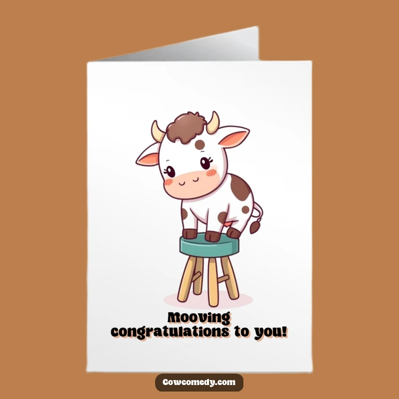 Free Printable Congrats Card: Cow's Wobbly Balancing Success!