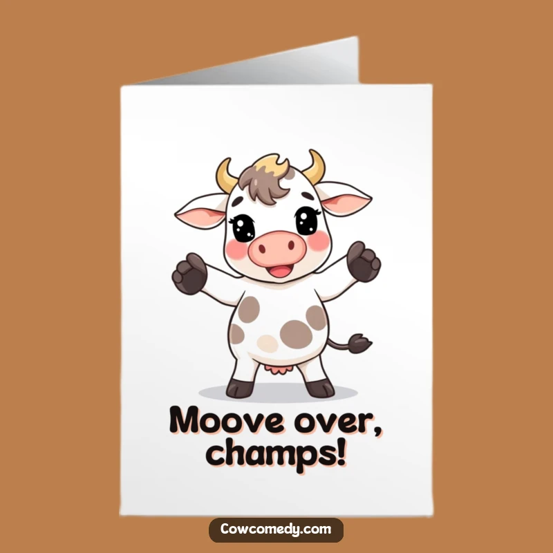 Free Printable Congrats Card: Goofy Dance Kawaii Cow Moves