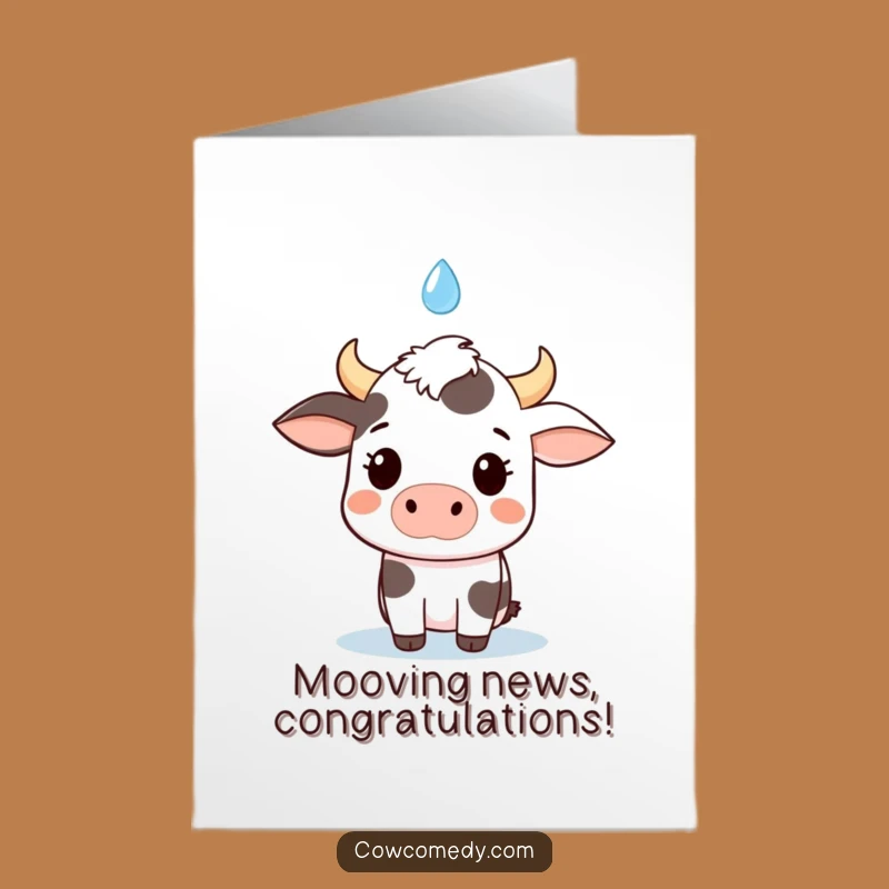 Free Printable Congrats Card: Shocked Kawaii Cow Funny Downloadable Gift for Any Occasion