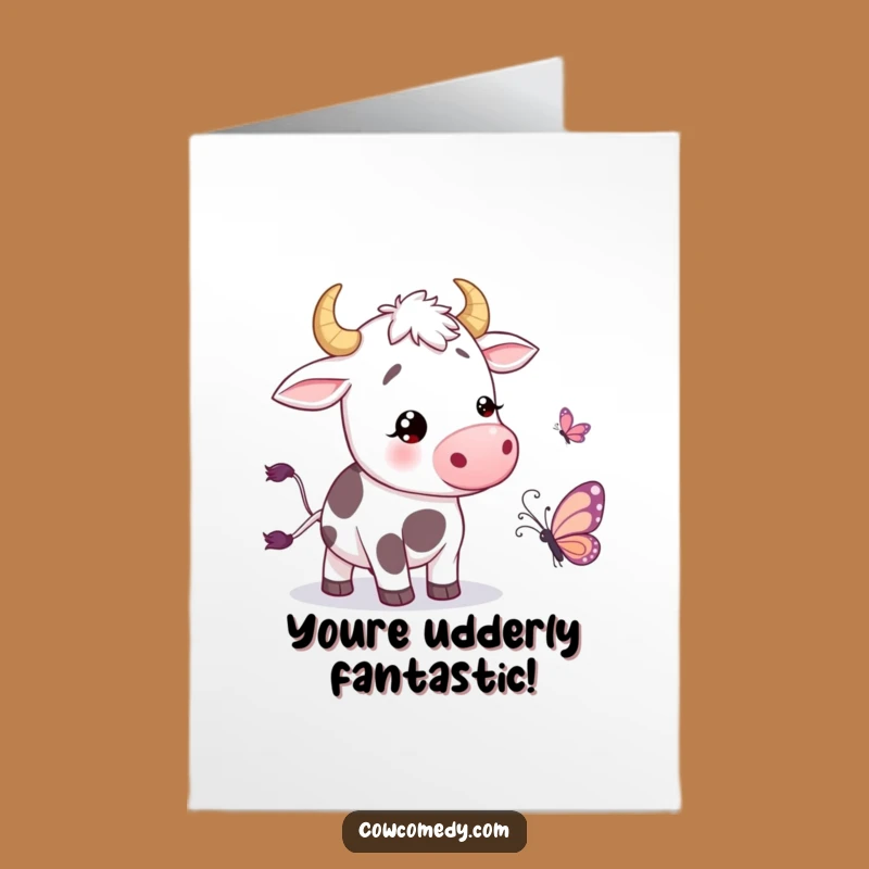 Free Printable Cow Congrats Card: Funny Wiggling Tail Downloadable Greeting