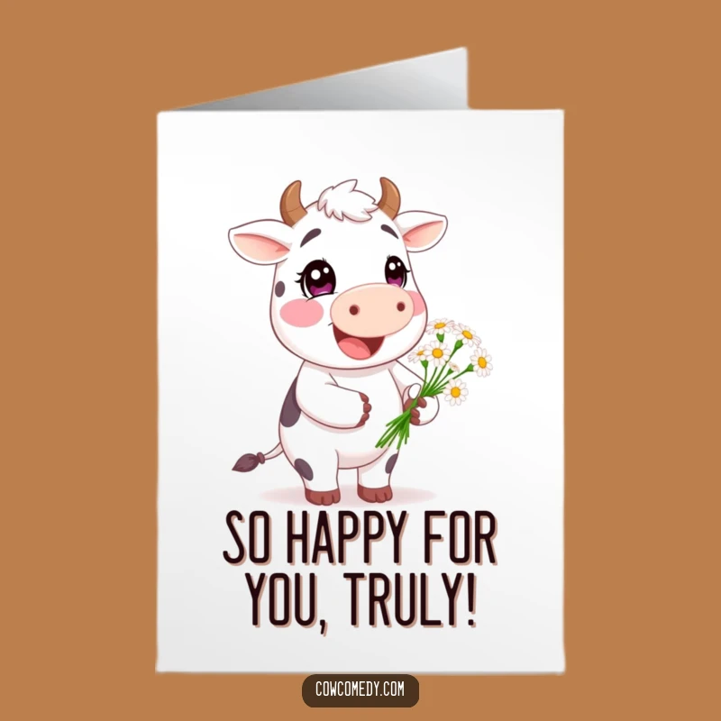Free Printable Cow & Daisies Card: Funny Congratulations Downloadable Gift