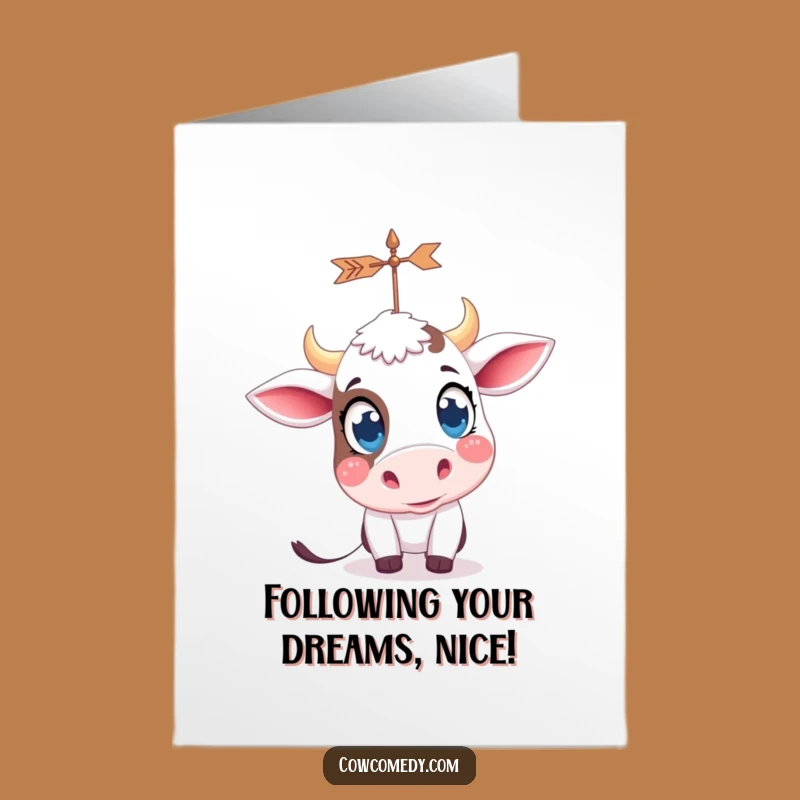 Free Printable Curious Cow Congrats Card: Weather Vane Fun Funny Downloadable Gift