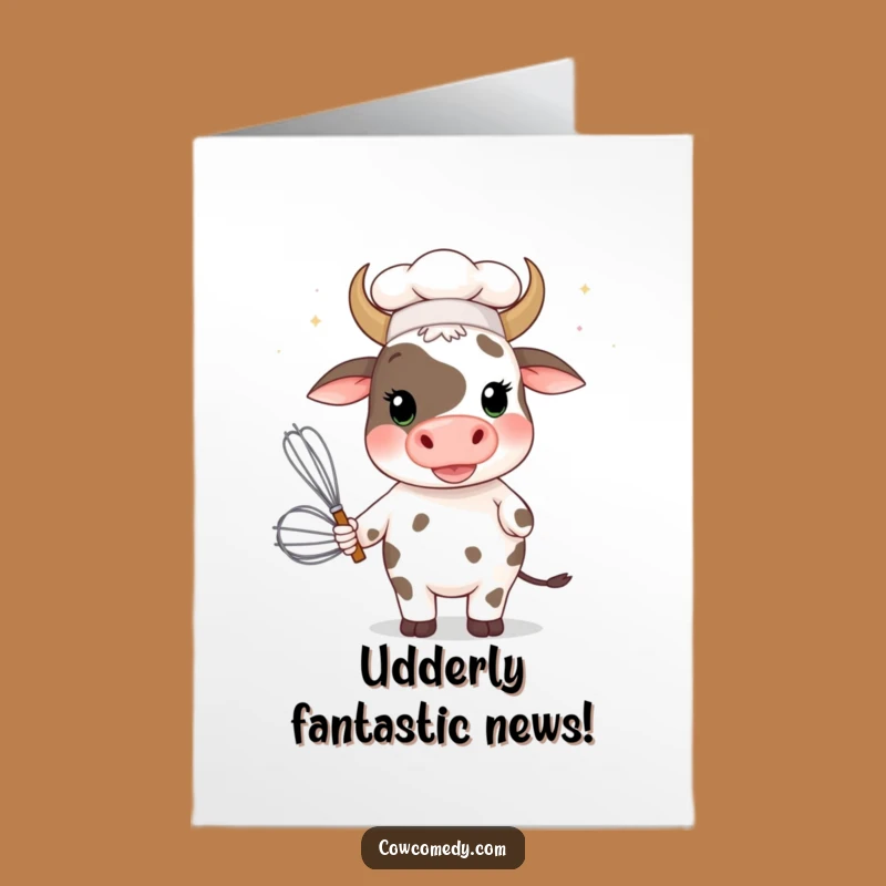 Free Printable Silly Chef Cow Congratulations Card - Funny Downloadable Gift for Wins!