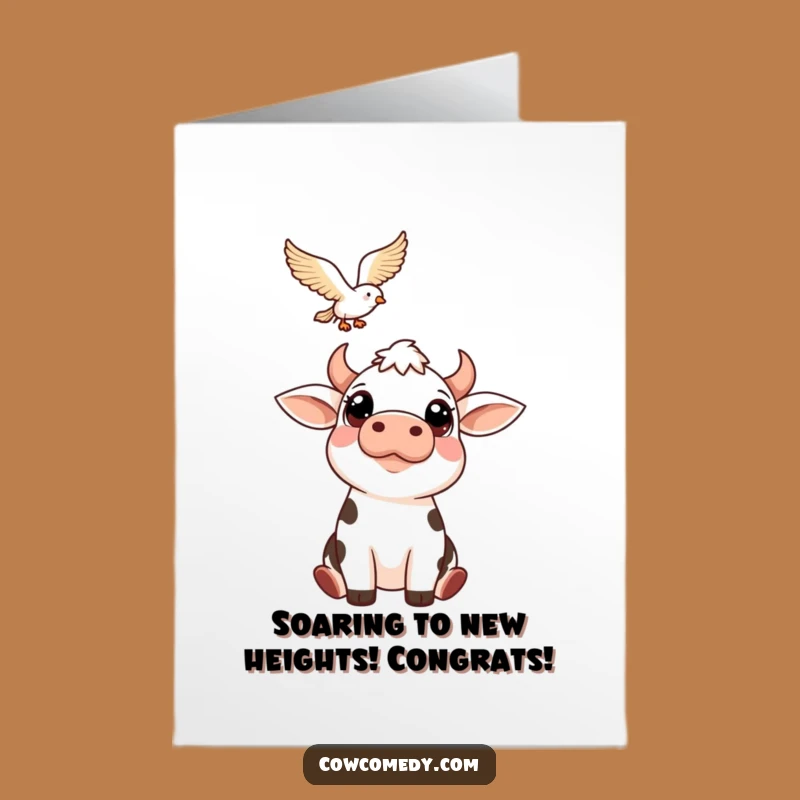 Free Printable Congratulations Card: Ascending Cow & Bird for Elevated Achievements
