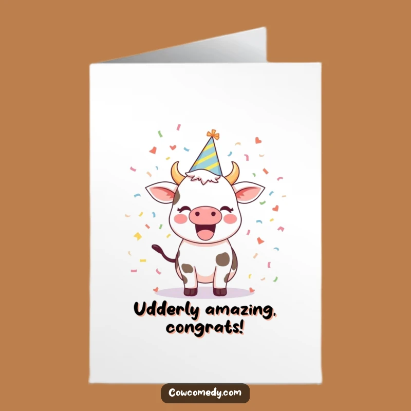 Free Printable Congratulations Card: Party Cow - Cheerful Downloadable Gift