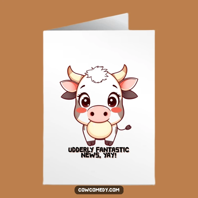 Free Printable Congrats Card: Smiling Cow Chewing Cud Downloadable Gift