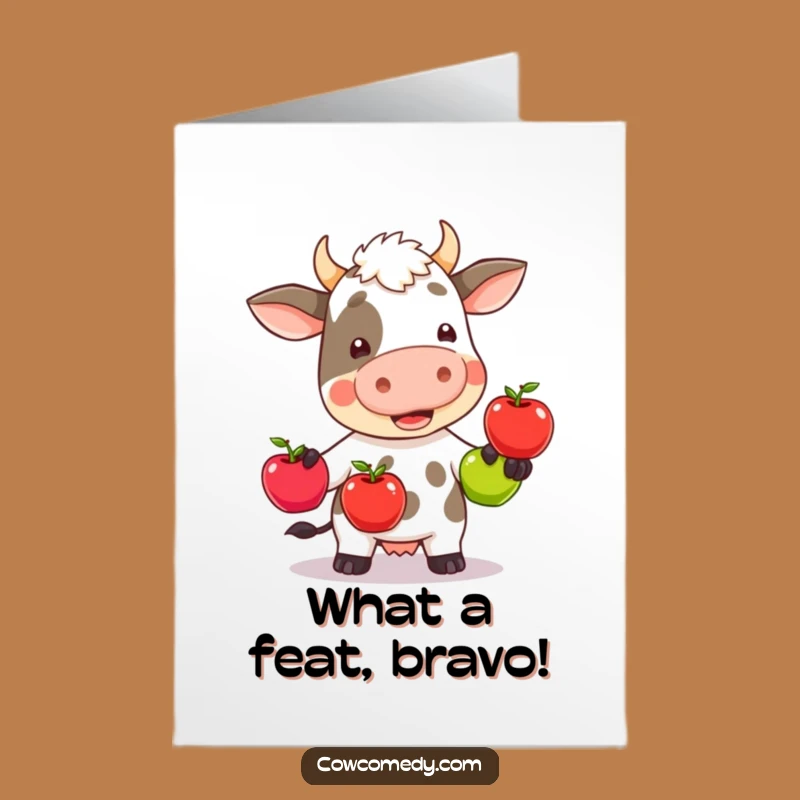 Free Printable Wobbly Cow Juggler Congrats Card: Funny Downloadable Gift