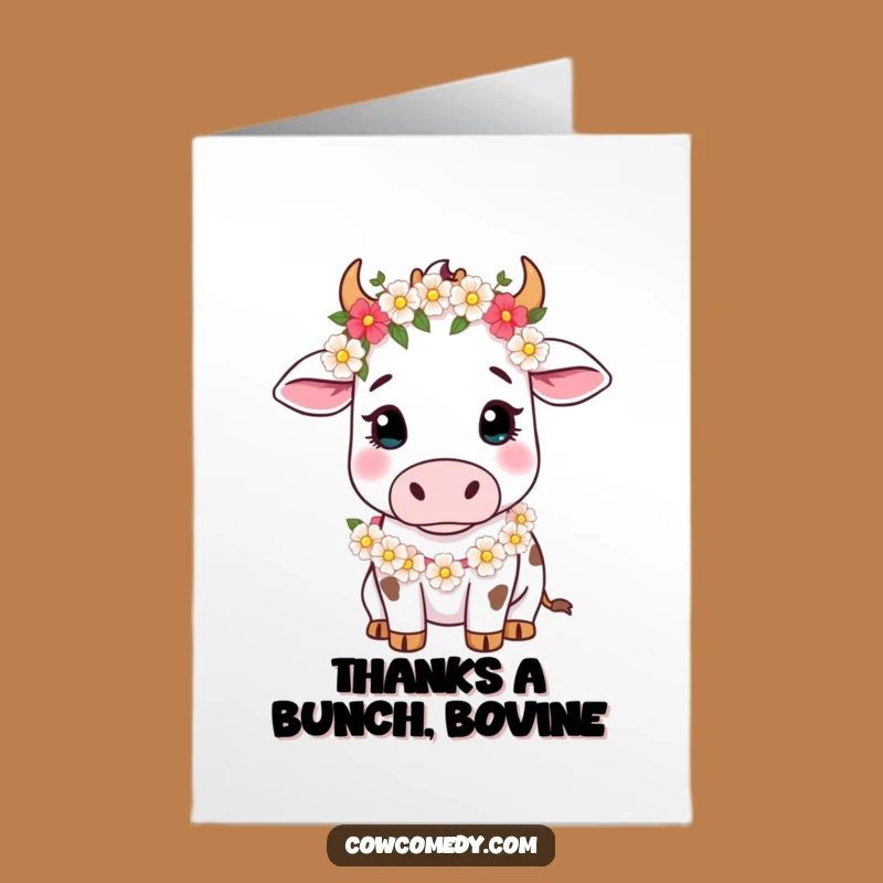 Free Printable Cow Thank You Card: Funny Floral Bovine Downloadable Greeting