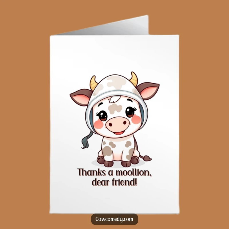 Free Printable Moo Thank You Card: Funny Downloadable Gift from a Cow Kid