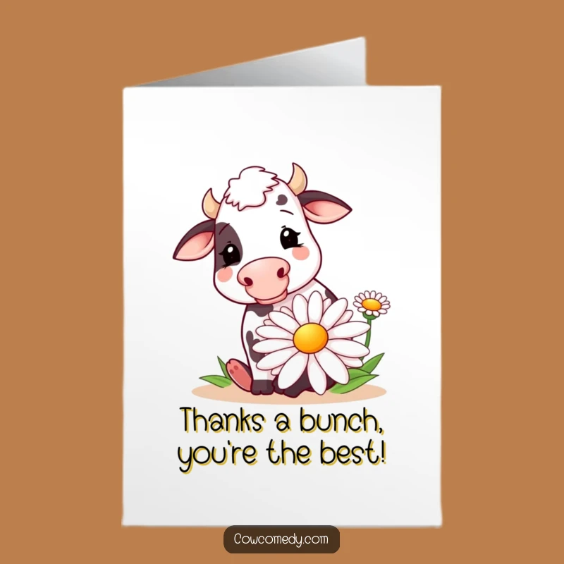 Free Printable Thank You Card: Grateful Cow Daisy Muncher for Sweet Appreciation
