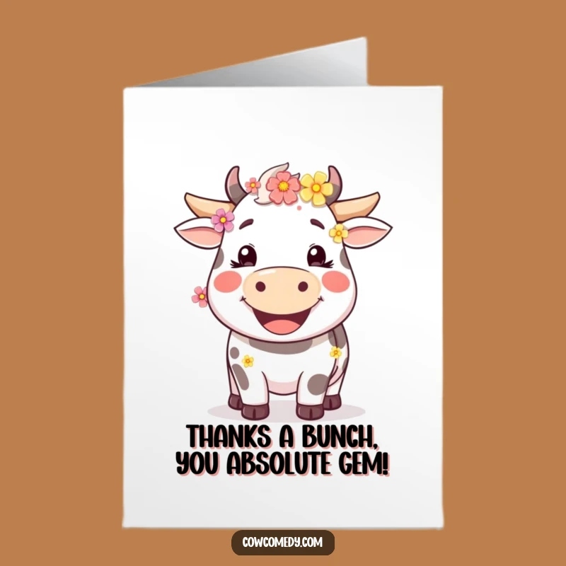 Free Printable Thank You Card: Happy Cow Grateful - Funny Downloadable Gift