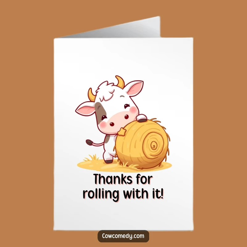 Free Printable Thank You Card - Playful Cow, Cute Downloadable Gift