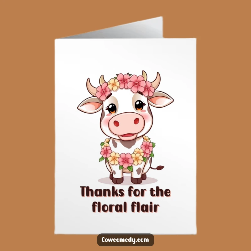 Free Printable Thank You Card: Silly Cow's Floral Thanks, Funny Downloadable Gift Idea
