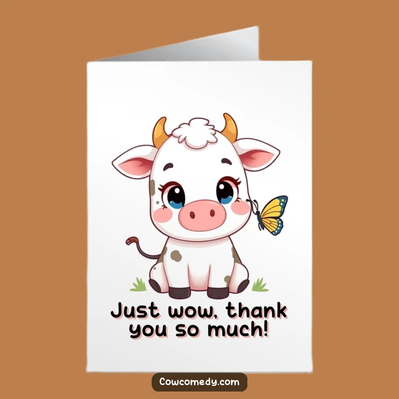 Free Printable Thank You Cow & Butterfly Card: Funny Downloadable Gift