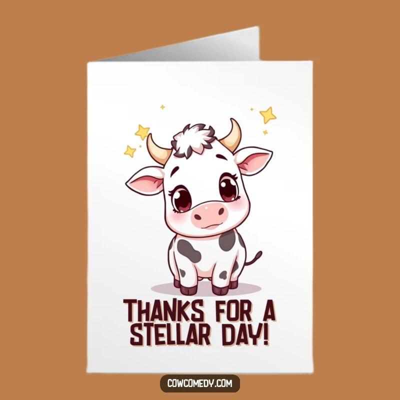 Free Printable Thank You Card: Starry Eyed Cow Funny Downloadable Gift