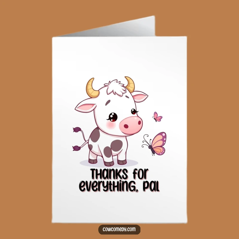 Free Printable Cow Thank You Card: Funny Wiggling Tail Downloadable Greeting