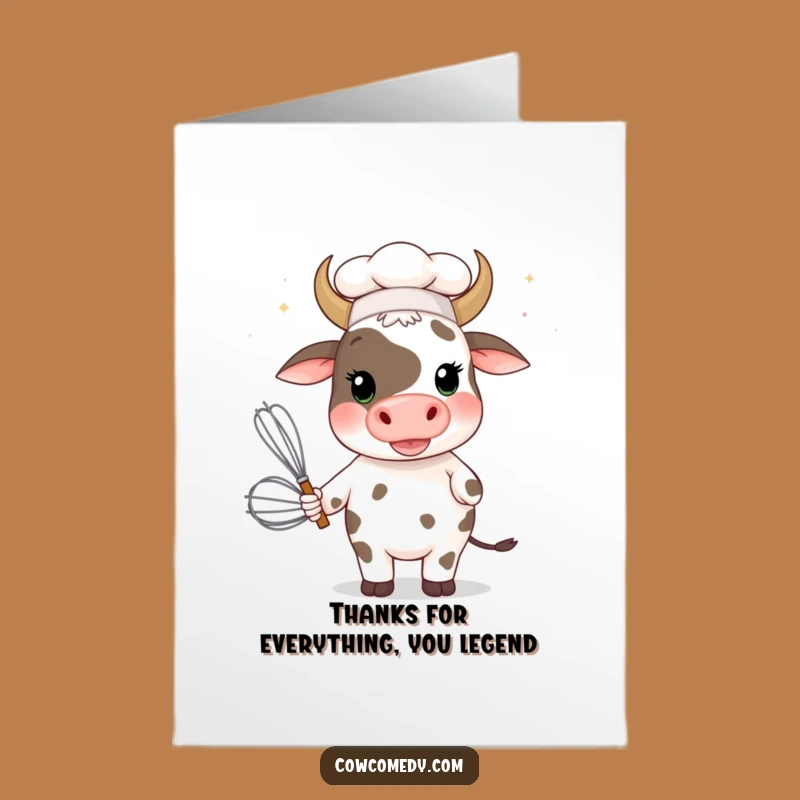 Free Printable Silly Chef Cow Thank You Card - Funny Downloadable Gift for Gratitude!