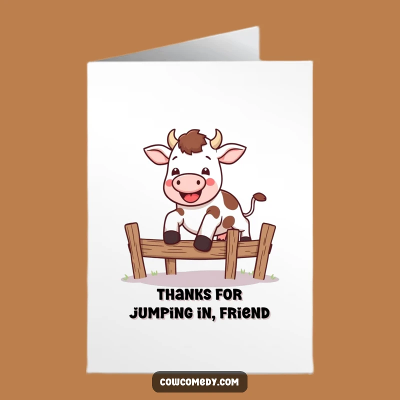Free Printable Kawaii Cow Leap Thank You Card: Fun Gift Downloadable