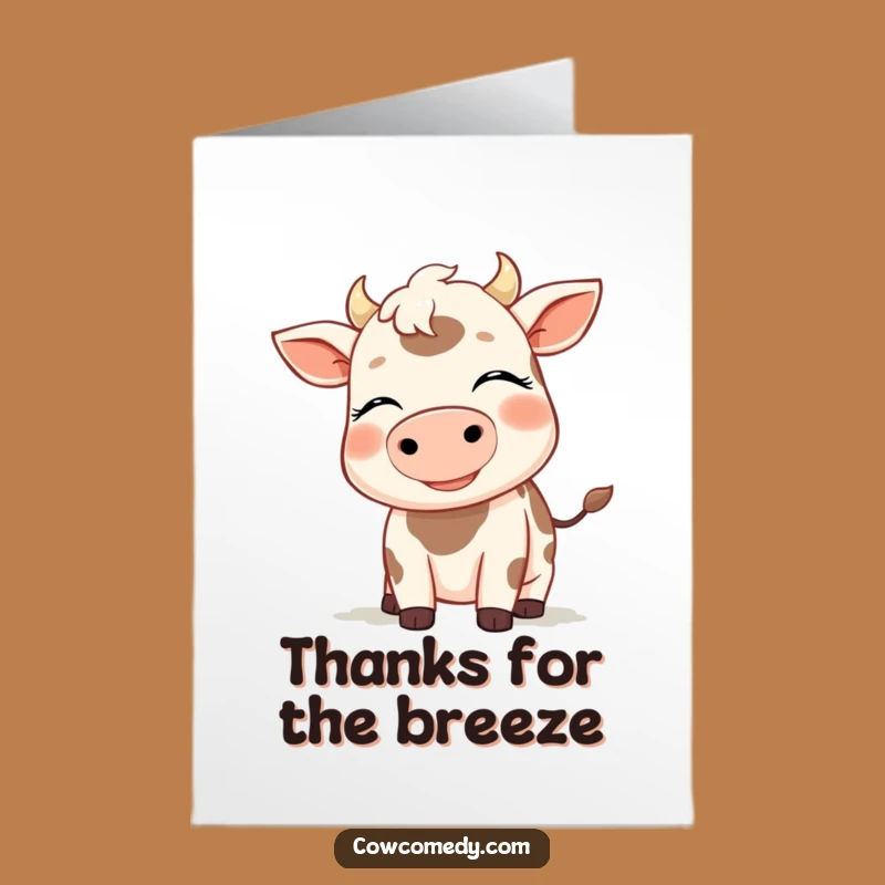 Free Printable Thank You Card: Smiling Cow Breezy Gratitude - Funny Downloadable Gift