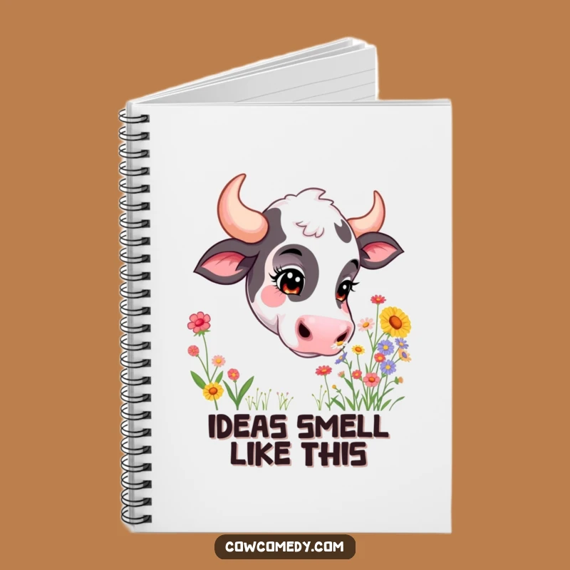 Funny Curious Cow Notebook: Jot Down Ideas with Wildflowers, Funny Gift