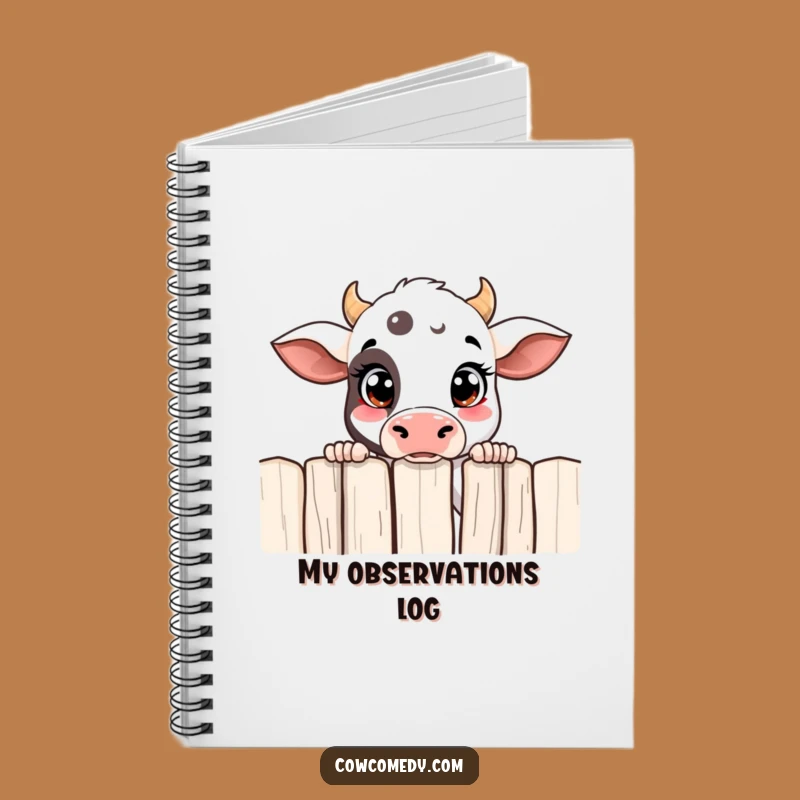 Funny Curious Cow Notebook Peeking Over Fence Journal for Inquisitive Minds