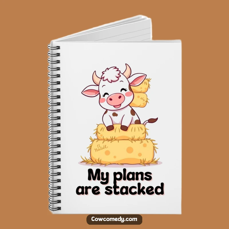 Funny Giggling Cow Notebook: Jot Down Humor, Hay Bale Funny Gift