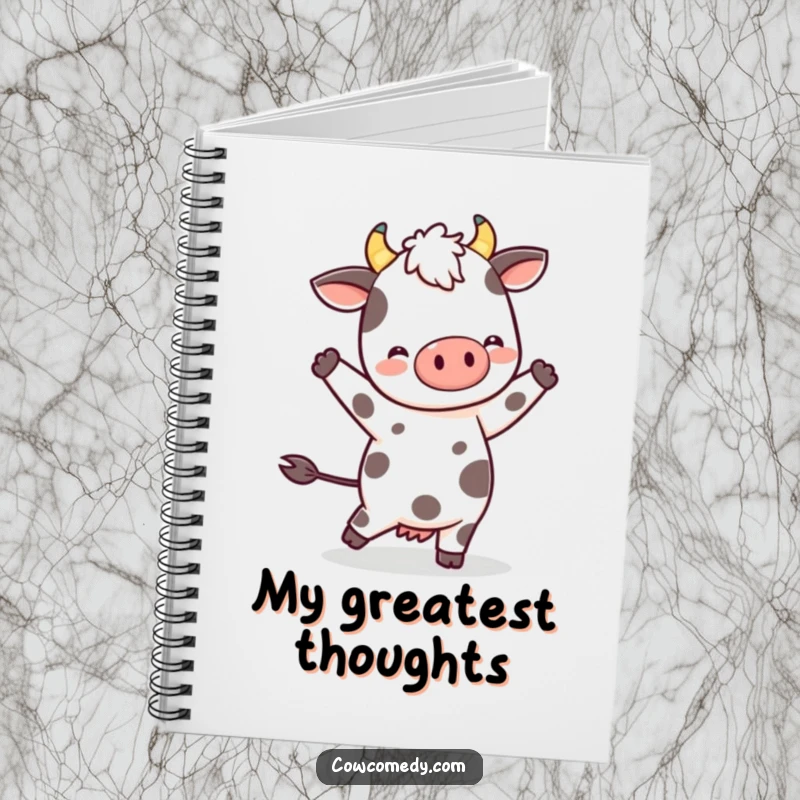 Funny Kawaii Cow Notebook: A spotted character dancing, perfect for jotting down notes, ideas, or doodles with a smile.