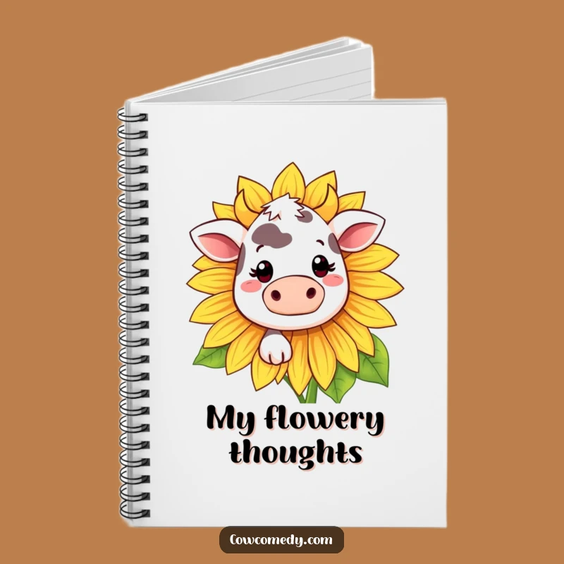 Funny Kawaii Cow Sunflower Notebook - Shy Notes, Perfect Funny Gift Journal!