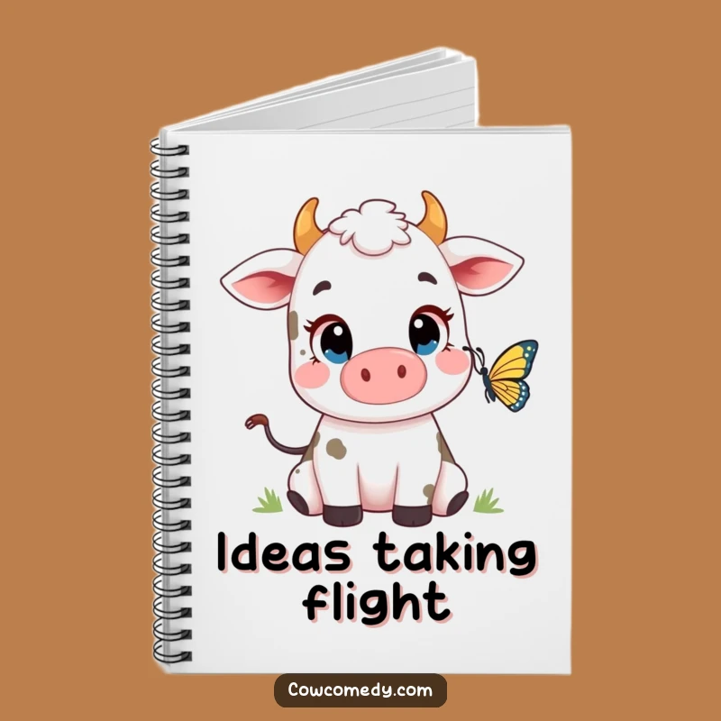 Funny Cow Butterfly Notebook - Curious Journal, Cute Gift Idea