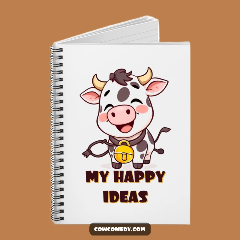 Funny Giggling Cow Notebook With Cowbell Journal for Joyful Thoughts