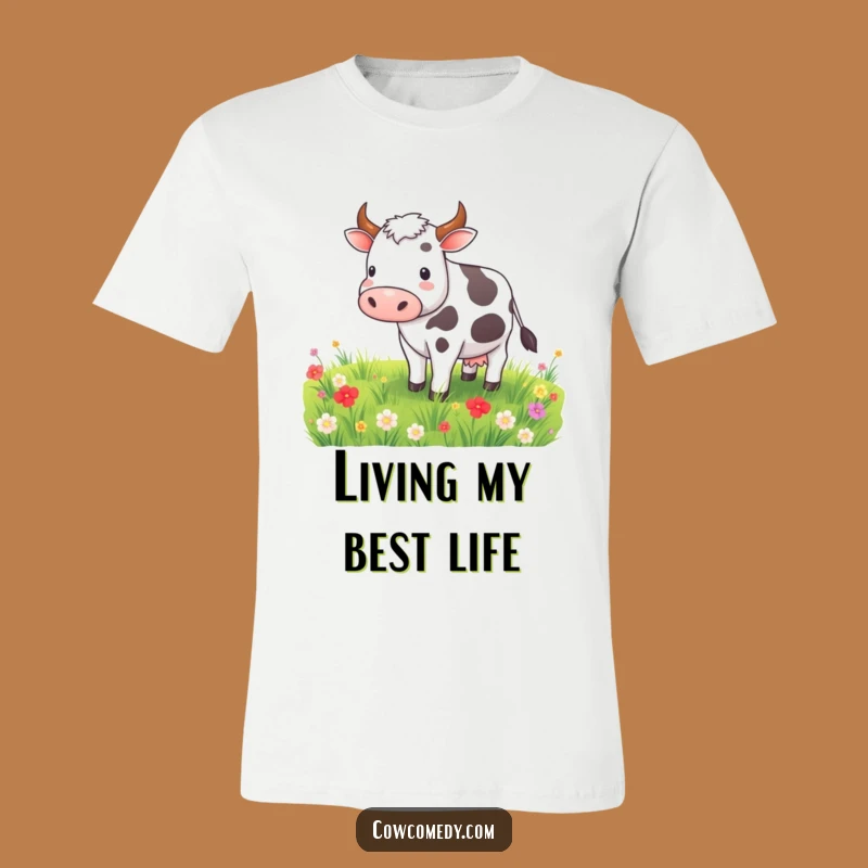 Funny Contented Cow T-Shirt: Relaxed Farm Life Humor Tee